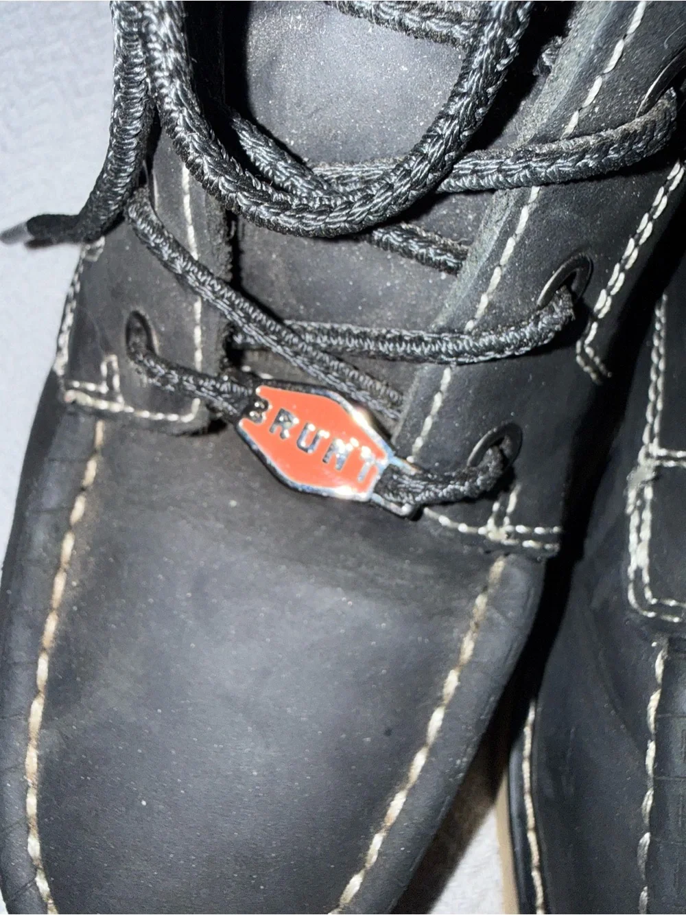 Black Moc Toe Work Boots with Cream Sole - BRUNT Marin 6inch w/ comp toe